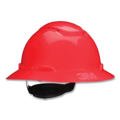 3M 7100240024 SecureFit Pressure Diffusion Ratchet Suspension w/UVicator Hard Hats and Caps, Full Brim, Vented, Red