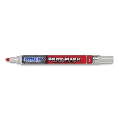 DYKEM 84006 BRITE-MARK Medium Permanent Paint Marker, Valve Action, Red