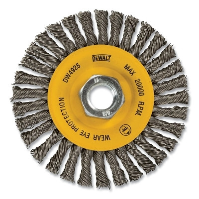 DeWalt DW4925 Stringer Wire Wheel, 4 in dia, 1/2 in Face dia, 0.020 in Carbon Steel Wire, 20000 RPM