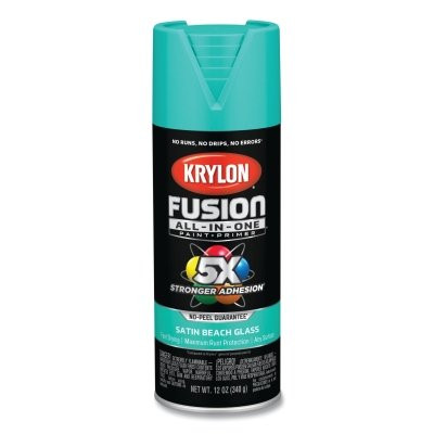 Krylon K02731007 Fusion All-in-One Paints + Primers, 12 oz, Aerosol Can, Satin Beach Glass