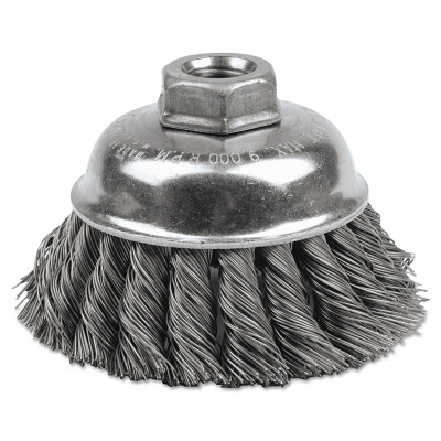 Weiler 12746 Single Row Heavy-Duty Knot Cup Brush, 3-1/2 in dia, 5/8-11, 0.02 Steel