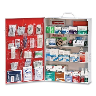 Medi-First BMD745ANSI First Aid Kit, Three-Shelf ANSI-B Food Service Cabinet, Metal