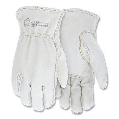 MCR Safety 3200XL Road Hustler Premium Grade Cowhide Grain Leather Drivers Gloves, 3200, Unlined, X-Large, Keystone Thumb/Shirred Elastic Bk