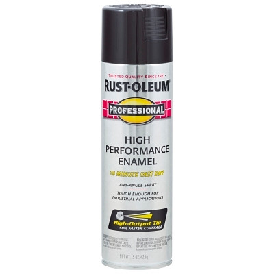 Rust-Oleum 7579838 Professional Enamel Spray Paint, 15 oz, Black, Gloss Finish