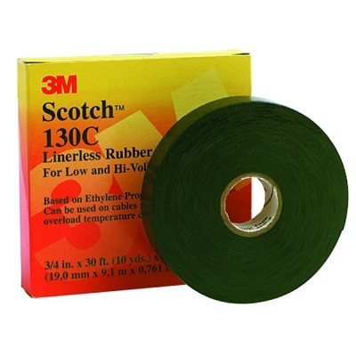 Scotch 7000006085 Linerless Rubber Splicing Tape 130C, 30 ft x 3/4 in, Black