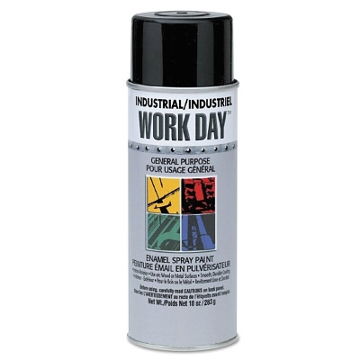 Krylon A04402007 Industrial Work Day Enamel Paint, 10 oz Aerosol Can, Gloss Black