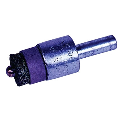 Weiler 10059 Stem-Mounted Pilot Bonding Brush, Stainless Steel, 1/2 in x 0.005 in, 20,000 rpm, 3/16 in dia Pilot