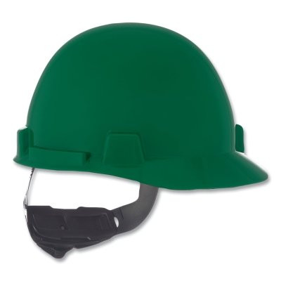 MSA 10074072 SmoothDome Slotted Hard Hat Cap Style, 4-Point Fast-Trac III, Green