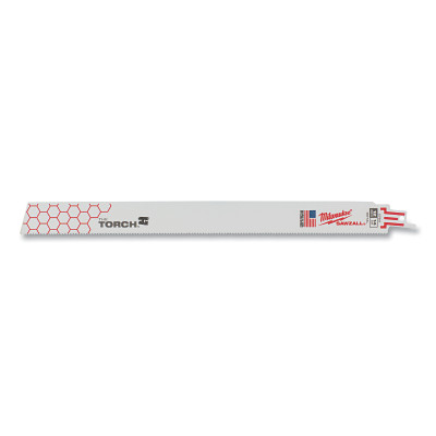 Milwaukee Tool 48005794 THE TORCH Bi-Metal SAWZALL Blade, 12 in L, 14 TPI, Scheduled 80 Pipe/Angle Iron, 5 EA/PKG