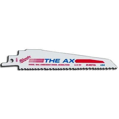 Milwaukee Tool 48005021 High Performance Bi-Metal Sawzall Blades, 6" x 1", 5 TPI, 1/2 in. Universal