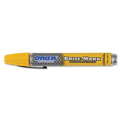 DYKEM 40006 BRITE-MARK 40 Threaded Cap/Barrel Permanent Paint Marker, Valve Action, Medium, Yellow