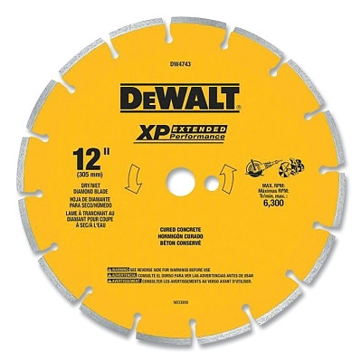 DeWalt DW47437 Segmented Rim Diamond Blade, Reinforced Concrete, 14 in dia, 5400 RPM