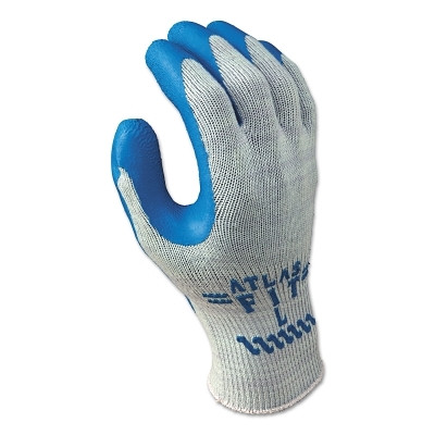 SHOWA 300S07 ATLAS 300 Latex Coated Fingertips/Palm Gloves, Small, Blue/Gray