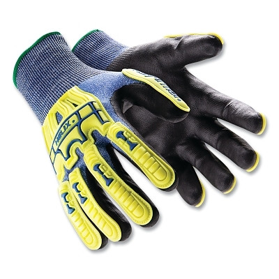 HexArmor 3015-L Helix Impact Gloves, 3015, HPPE/Steel, Large, Blue/Yellow/Black