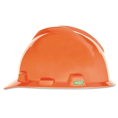 MSA 489364 V-Gard Protective Cap-Style Hard Hat, Slotted, Fas-Trac III Suspension, Large Size, Hi-Viz Orange
