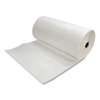 Spilfyter Z-97 Sorbent Pads and Rolls, 150 ft L x 32 in W, Oil Only, Heavy, Single-Ply, White, Roll