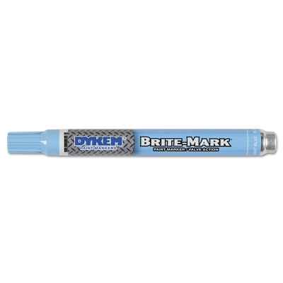 DYKEM 84008 BRITE-MARK Medium Permanent Paint Marker, Valve Action, Light Blue