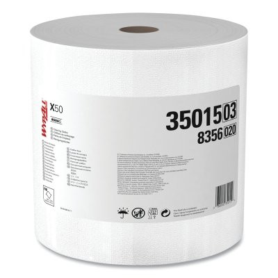 WypAll 35015 X50 Cleaning Cloth, White, 9.8 in W x 12.2 in L, 1100 Sheets/RL, Jumbo Roll