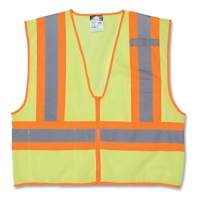 MCR Safety WCCL2LX3 Luminator Class II Safety Vests, 3X-Large, Lime