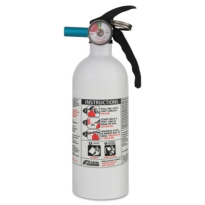 Kidde 21006287MTL Automotive Fire Extinguisher, Class B C Fires, 2 lb, Single-Use, Incl Gauge/Nylon Handle/Plastic Strap Bracket/Safety Pin