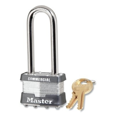 Master Lock 1LJ No. 1 Laminated Steel Padlock, 5/16 in dia, 3/4 in W x 2-1/2 in H Shackle, Silver/Gray, Keyed Different, Keyed Varies