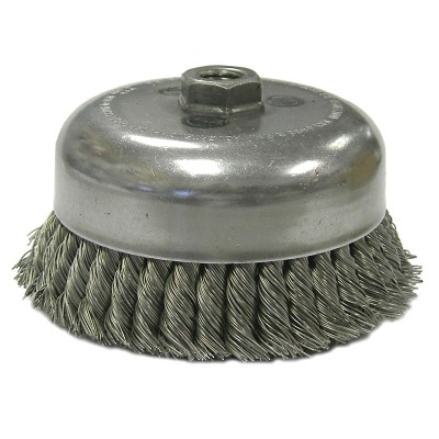 Weiler 12906 Heavy-Duty Knot Wire Cup Brush, 6 in Dia., 5/8-11 UNC Arbor, 1.5 x .014 Wire