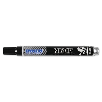 DYKEM 91109 RINZ OFF Water Removable Temporary Marker, Black, Medium, Threaded Cap