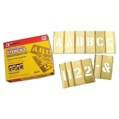 C.H. Hanson 10114 Brass Stencil Letter & Number Sets, Brass, 4 in