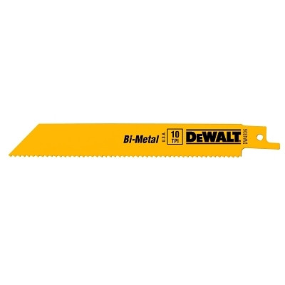 DeWalt DW4806 Bi-Metal Reciprocating Saw Blade, 6 in L, 3/4 in W, 10 TPI, Straight Back, Multimaterial