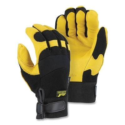 Majestic 2150H/9 Winter Lined Golden Eagle Deerskin Mechanics Gloves, Deerskin/Neoprene/Spandex, 9/Medium, Black/Yellow