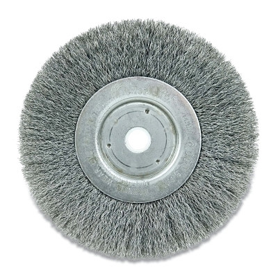 Weiler 01035 Narrow Face Crimped Wire Wheel, 6 in dia x 3/4 in W Face, 0.006 in Steel Wire, 6000 RPM