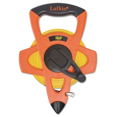 Crescent Lufkin FE150D Hi-Viz Orange Reel Fiberglass Tapes, 1/2 in x 150 ft, SAE, Orange, 1/10 in Grad