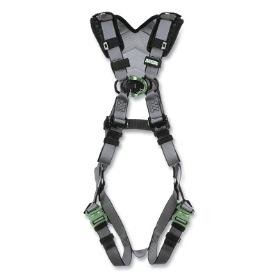 MSA 10194673 V-FIT Full-Body Harness, Back/Chest D-Rings, Std, QC Chest/Leg Strap Buckles, Shoulder Padding