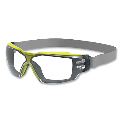 HexArmor 11-23003-04 MX350 Safety Glasses with Gasket, Clear*, TruShieldS, Gray/Lime, Chemical-Resistant Neoprene Strap