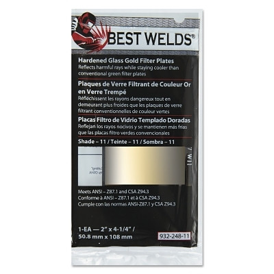Best Welds 93224811 Hardened Glass Gold Filter Plate, Gold/11, 2 in x 4-1/4 in