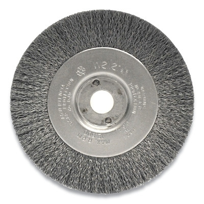 Weiler 00184 Narrow Face Crimped Wire Wheel, 4 in dia x 1/2 in W Face, 0.0118 in Stainless Steel Wire, 12500 RPM