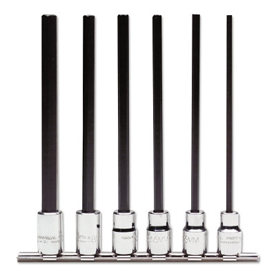 Proto J4990SMXL 6 Piece Metric Extra-Long Hex Bit Socket Sets, 3/8 in