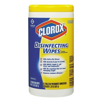 Clorox 15948EA Disinfecting Wipes, 7 x 8,  Lemon Fresh, 75/Canister