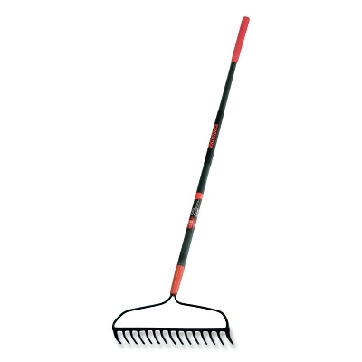 RAZOR-BACK 2853900 Bow Rake, 16 in W, Steel, 15 Tines, 60 in L Fiberglass Handle