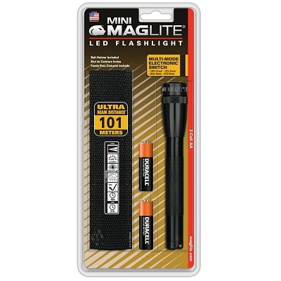 MAGLITE SP2201HJ Mini Maglite LED Flashlight, 2 AA, 97 Lumens, Black