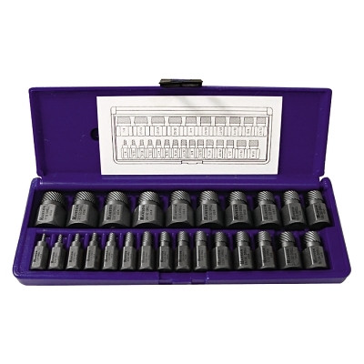 Irwin Hanson 53227 Hex Head Multi-Spline Screw Extractors - 532 Series - Plastic Case Set, 25 Pc, 1/8 in to 7/8 in
