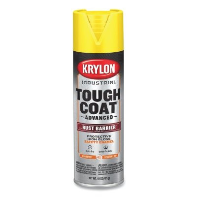 Krylon Industrial K00439008 Tough Coat Advanced with Rust Barrier Technology Spray Paint, 15 oz, Safety Yellow, Gloss