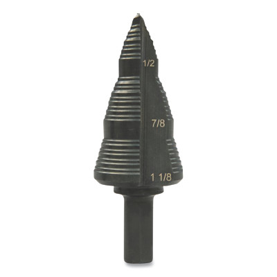 Greenlee GSB09 GSB Series Step Bit, 1-1/8 in, 3/16 in to 1/8 in dia Cutting, 3-Step