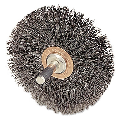 Weiler 17614 Stem-Mounted Narrow Conflex Brush, 2 1/2 in D x 3/8 W, .014 in Steel, 20,000 rpm