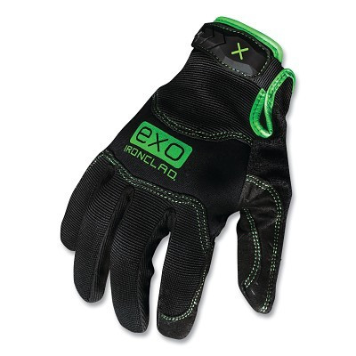 Ironclad EXO2-MPG-04-L Exo Pro Leather Reinforced Gloves, Synthetic Suede, Large, Black/Green
