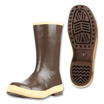 Servus 22115-CTM-140 Neoprene Dipped Safety Footwear, Plain Toe, Size 14, 12 in H, Copper/Tan with Chevron Sole