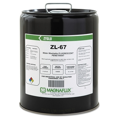 Magnaflux 01327440 Zyglo ZL-67 Water Washable Fluorescent Penetrant, 5 gal, Pail