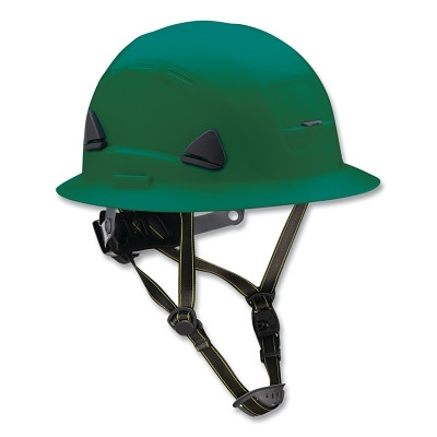Fibre-Metal by PIP CSH12004 Climbing Style Full Brim Safety Helmet, Type II, Class E, Ratchet Suspension, Non-Vented, Green