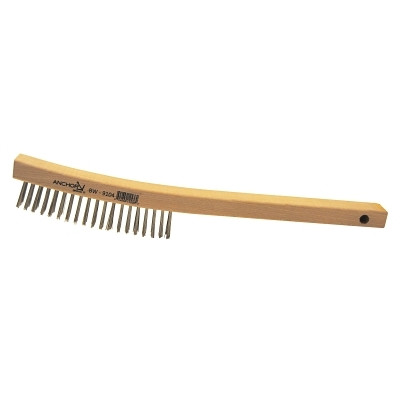 Anchor Brand 97046 Hand Scratch Brush, 6 in, 4 x 18 Rows, Stainless Steel Bristles, Curved Handle