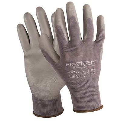 Wells Lamont Y9277L FlexTech Synthetic Knit Gloves with Polyurethane Coated Palm, Y9277, Large, Charcoal Gray/Gray